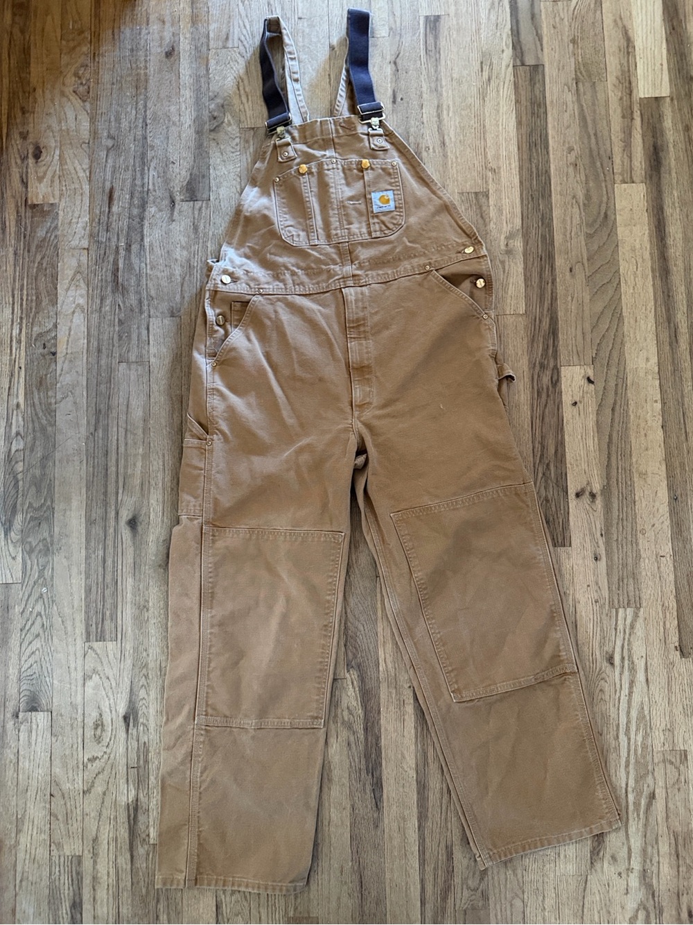 VTG Carhartt Duck Canvas Double Knee Workwear Utility Carpenter Overalls 40x32